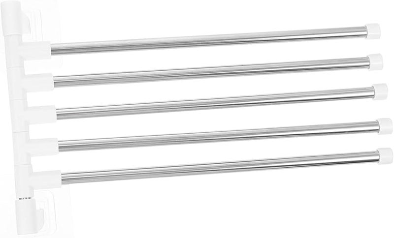 Stainless Steel Rotating Towel Rack Wall Mounted Swivel Bar Holder with Shelf - Image 1